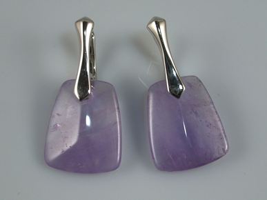 Pendientes en Plata de Ley rodiada y piedra de Cuarzo 1