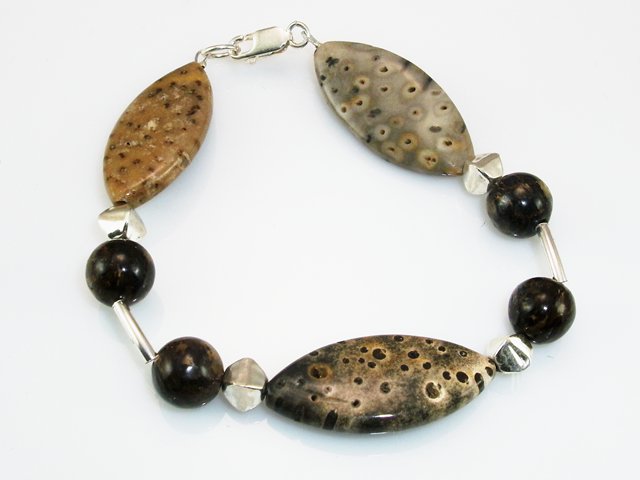 Pulsera de Plata con Jade y Bronzita