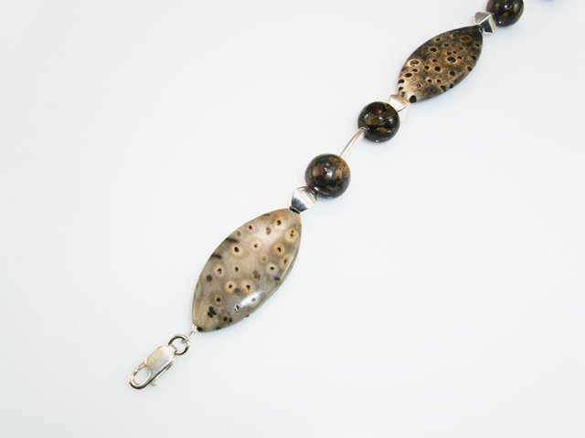 Pulsera de Plata con Jade y Bronzita 1