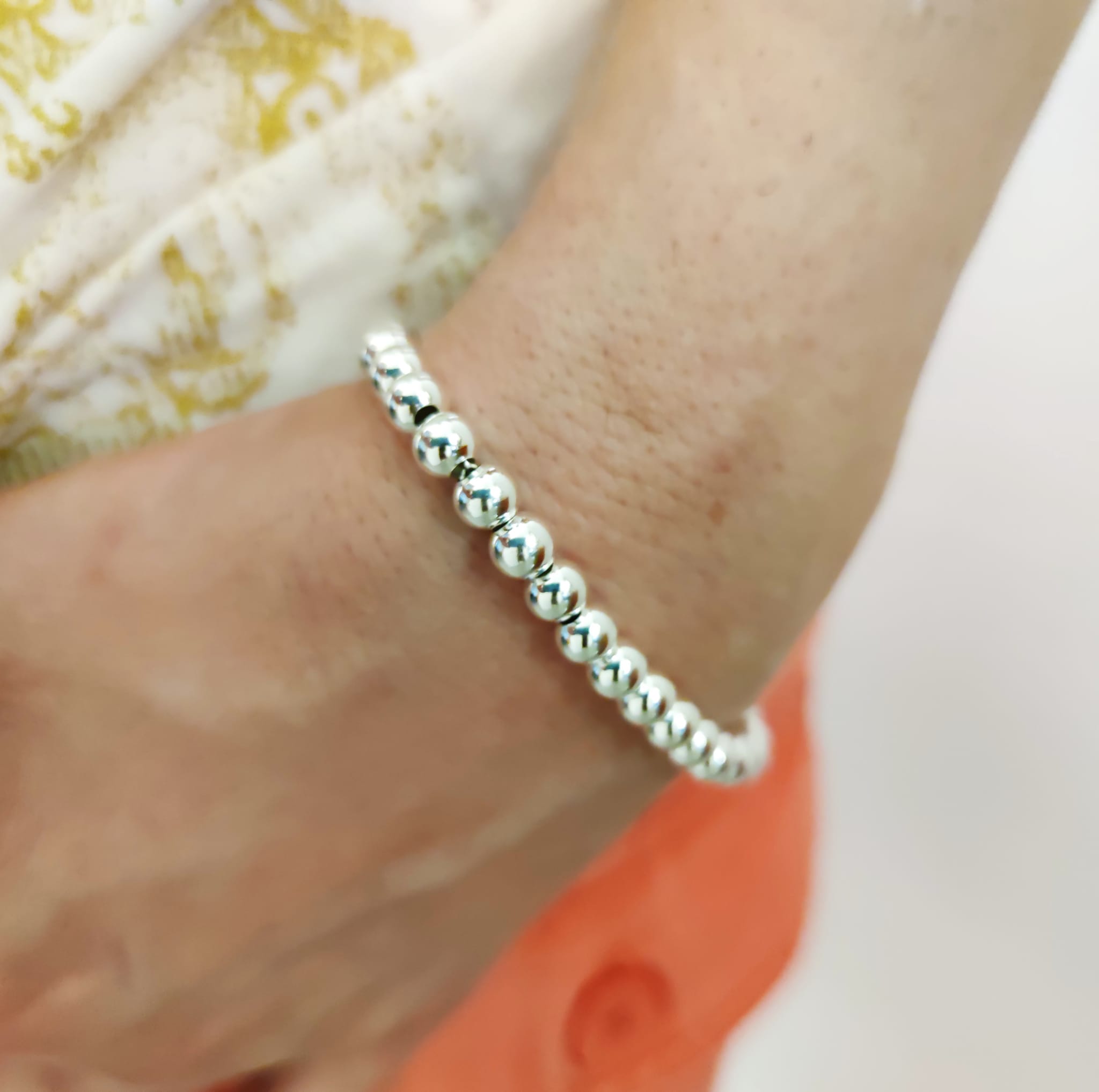 Pulsera de bolas de Plata de ley en 6 Mm. 2