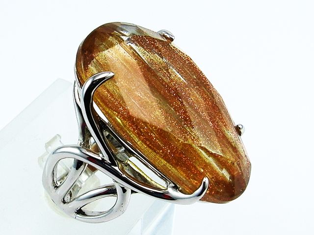 Sortija de Plata rodiada con Piedra de Cuarzo rutilado
