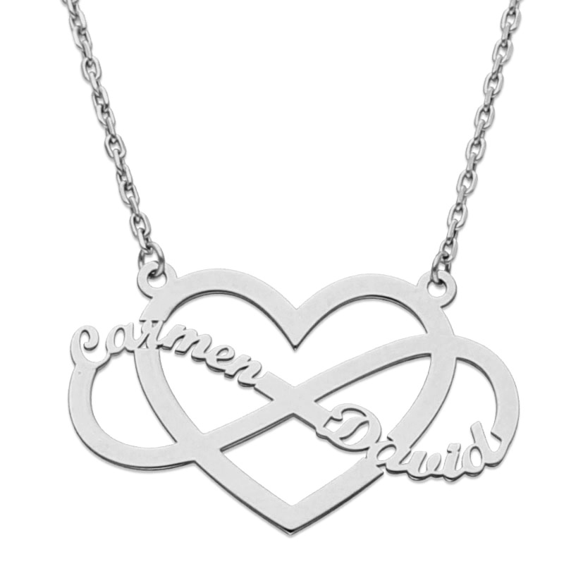 Gargantilla corazón e infinito personalizado de Plata de ley