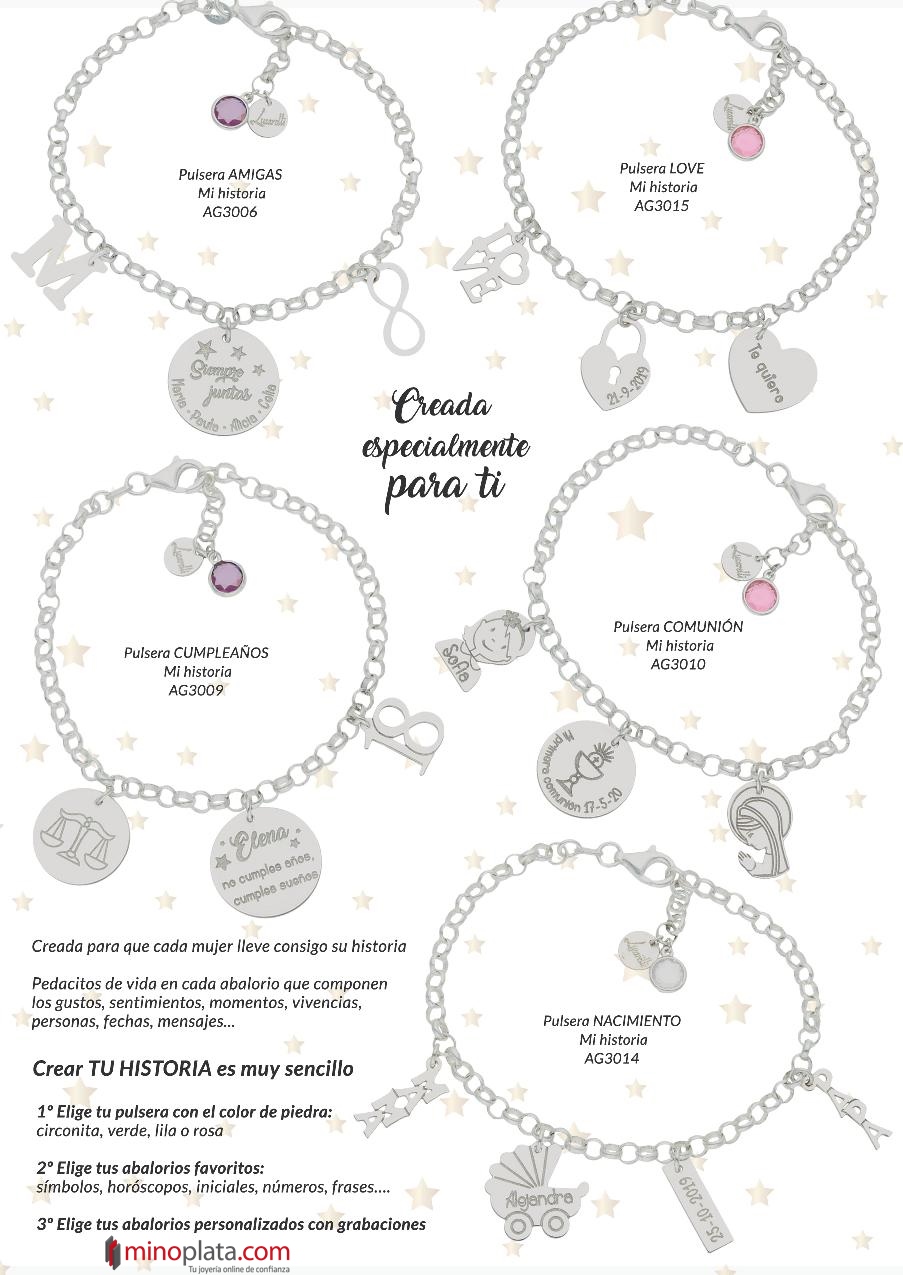 Pulseras de Plata de ley MI HISTORIA 4