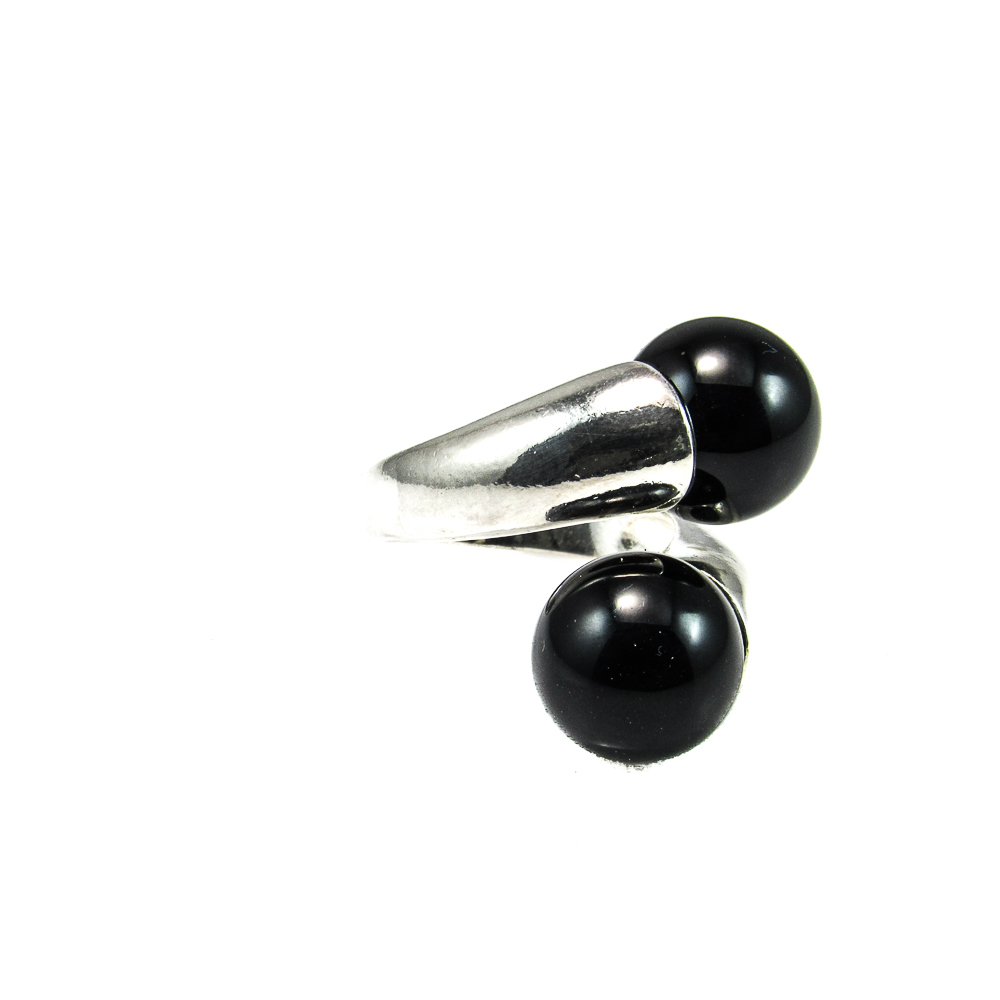 Anillo de Plata con Bolas negras de 12 Mm.