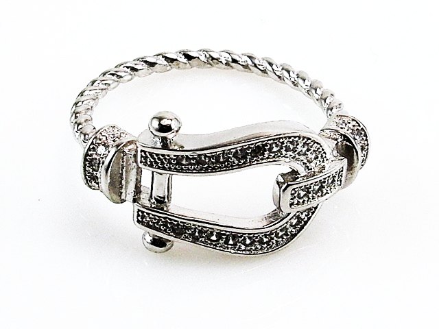 Anillo estribo de Plata rodiada con Circonitas micro