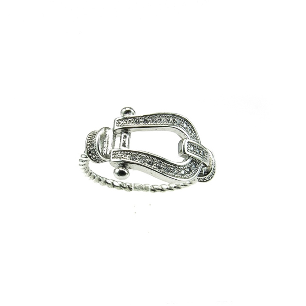 Anillo estribo de Plata rodiada con Circonitas micro 2