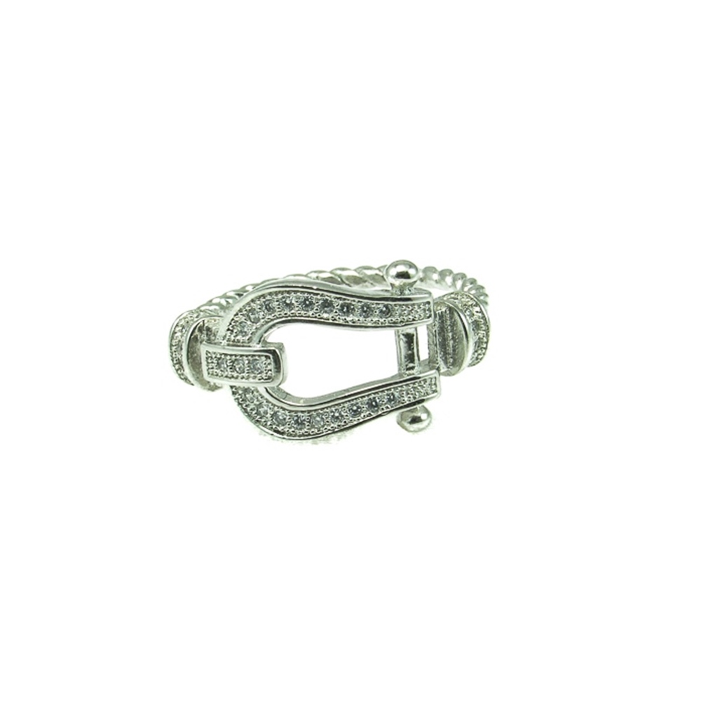 Anillo estribo de Plata rodiada con Circonitas micro 3