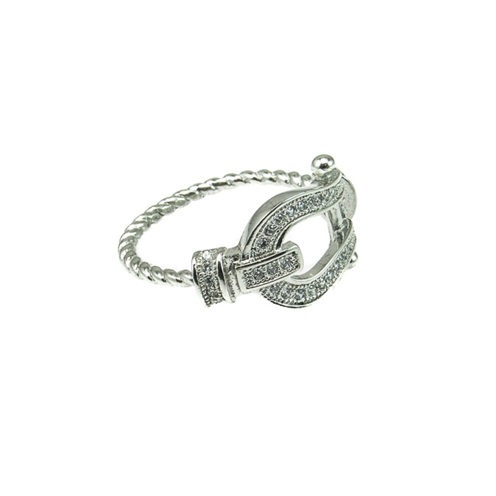 Anillo estribo de Plata rodiada con Circonitas micro 5