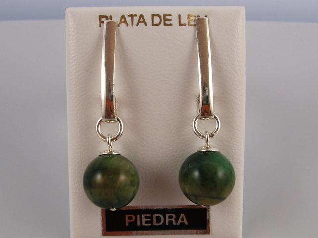 Pendientes Ojo de tigre verde y Plata de ley