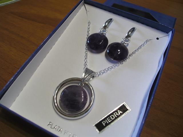 Conjunto Pendientes y Colgante de Plata y Amatista