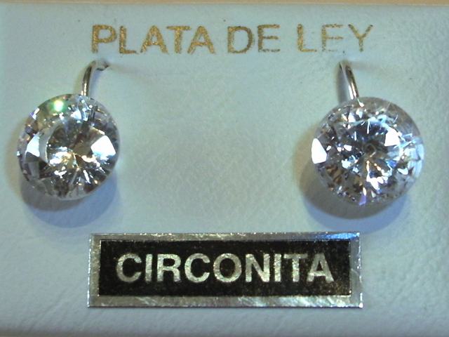 Pendientes en Plata de ley y Circonita 10 Mm. Blanco