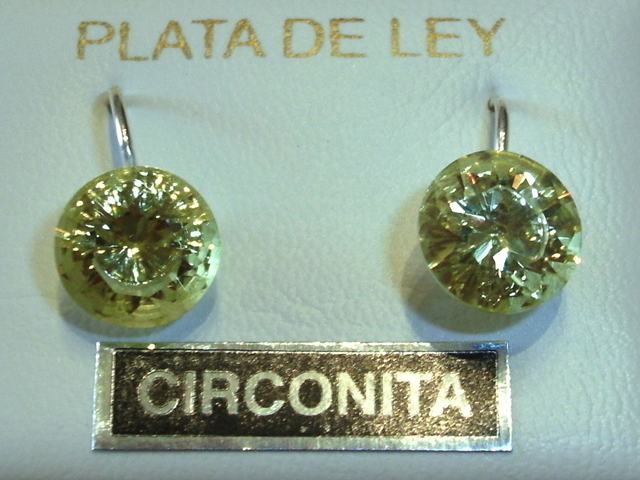 Pendientes en Plata de ley con Circonitas 10 Mm. Verde