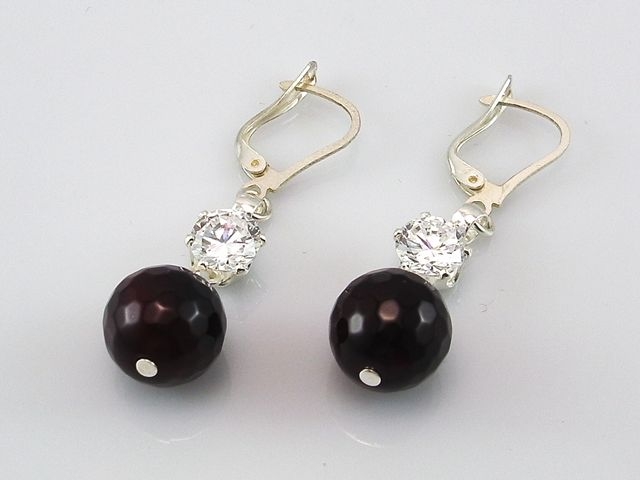 Pendientes largos de Plata con Cuarzo y Circonitas