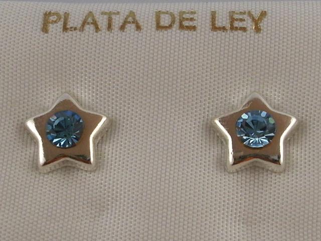 Pendientes plata estrella cristal azul
