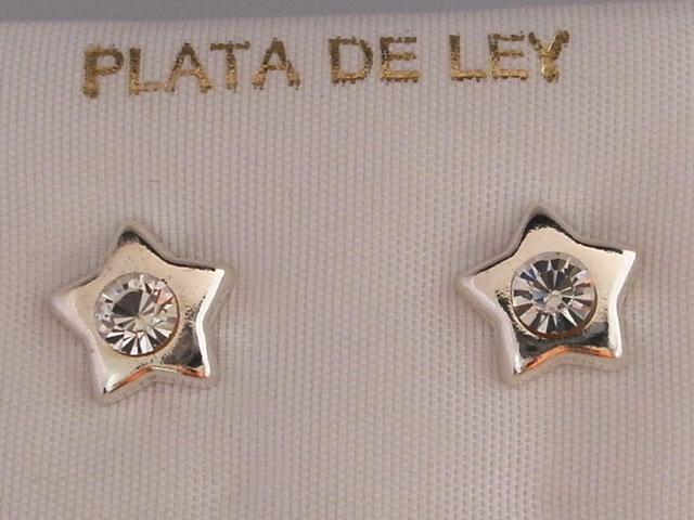 Pendientes Estrella de Plata de ley  y Cristal blanco