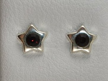 Pendientes en Plata con cristal rojo Estrella
