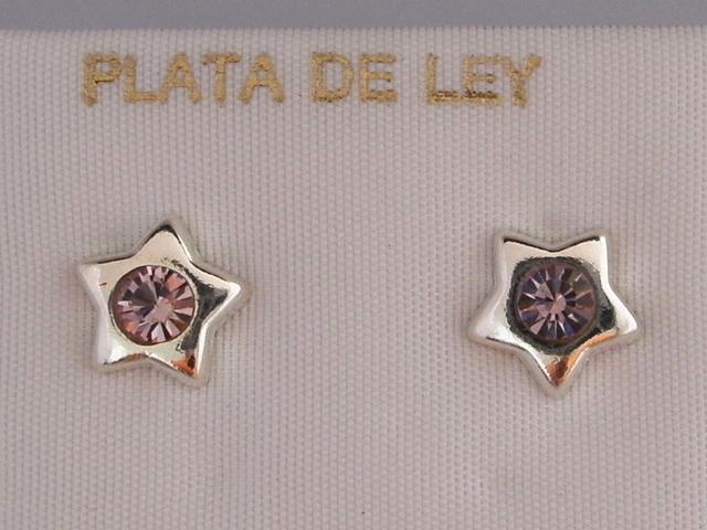 Estrellas de Plata de ley con cristal rosa