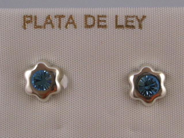 Pendientes flores de Plata con cristal azul