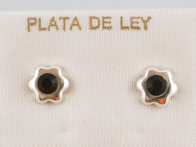 Pendientes en Plata flor con cristal rojo