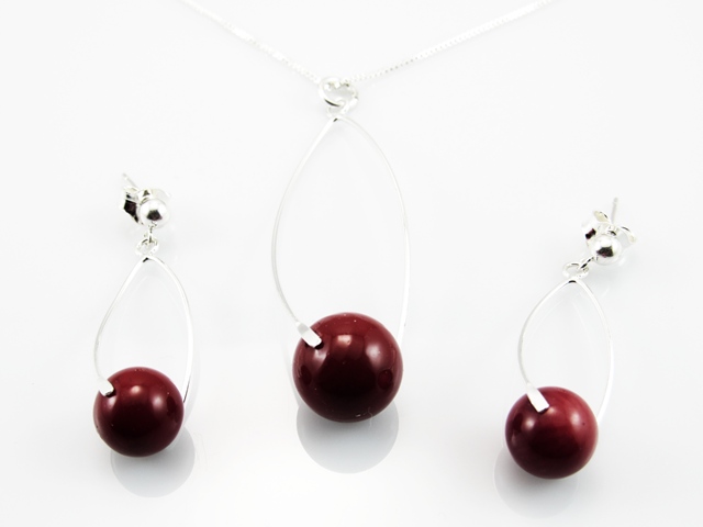 Conjunto de Pendientes y Gargantilla de Plata y Piedra