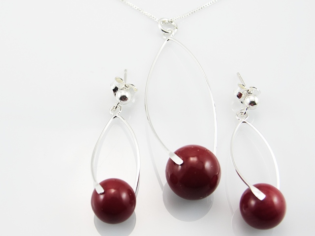 Conjunto de Pendientes y Gargantilla de Plata y Piedra 1