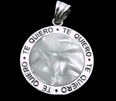 Colgante Te Quiero de Plata de ley con nacar blanco