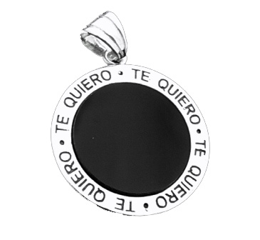 Colgante circulo Te Quiero de Plata de ley y nacar negro