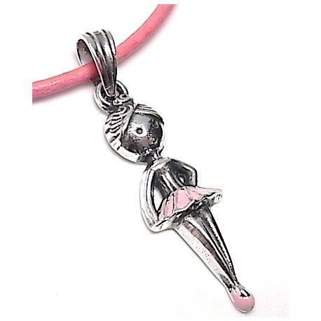 Colgante bailarina de Plata con esmalte rosa