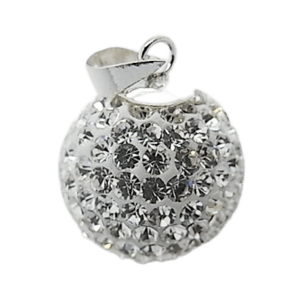 Colgante bola de Plata con cristales blancos 20 Mm.