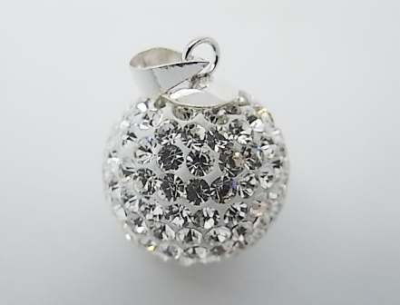 Llamador de Angel Cristal Blanco y Plata de ley 20 Mm.