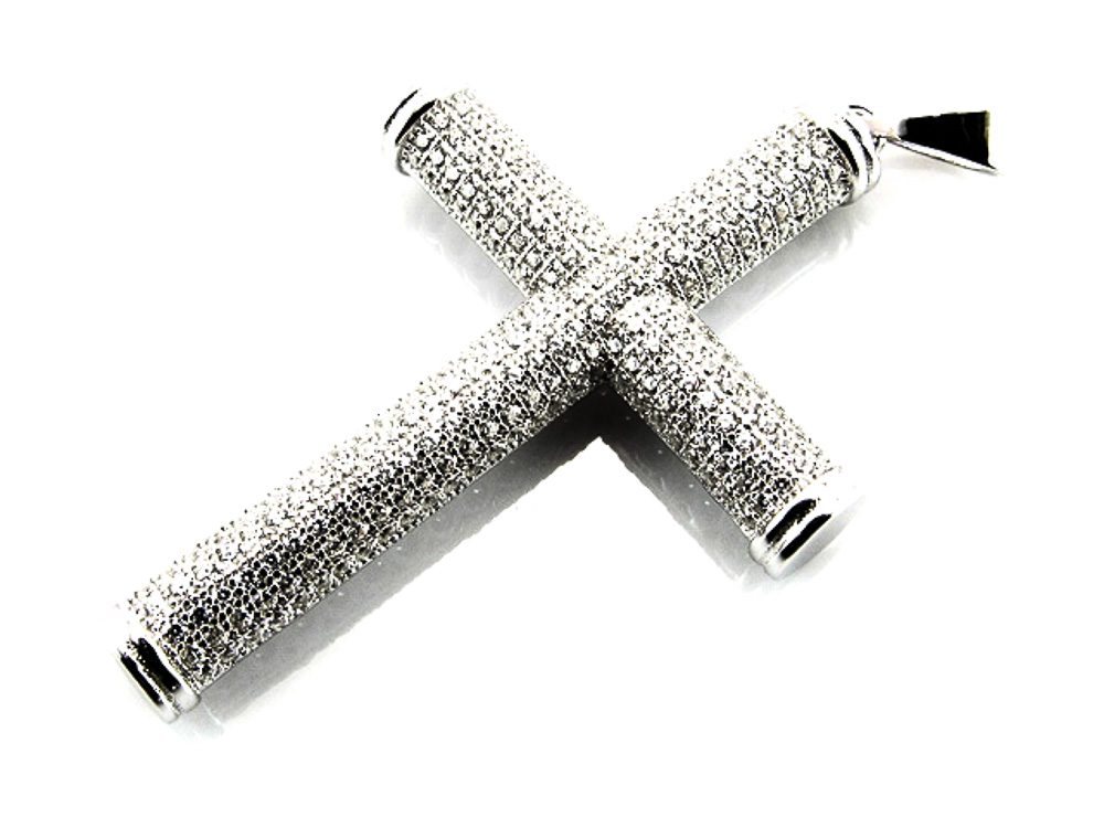 Crucifijo de Plata rodiada con Circonitas microengastadas