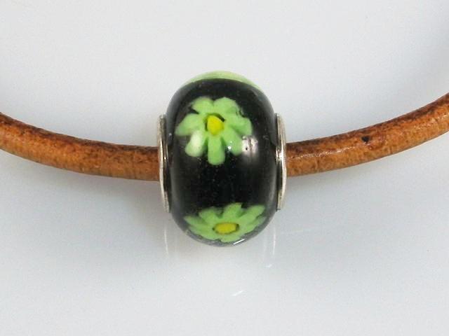 Abalorio cristal de murano negro y verde
