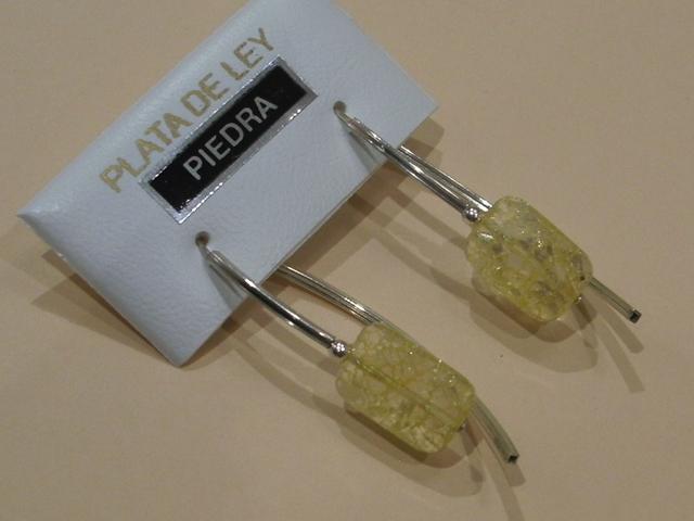Pendientes amarillos cuarzo y plata de ley