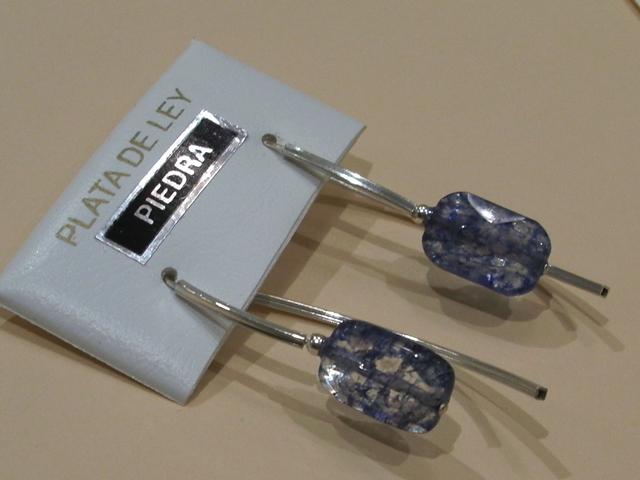 Pendientes en Plata de Ley y Cuarzo Azul