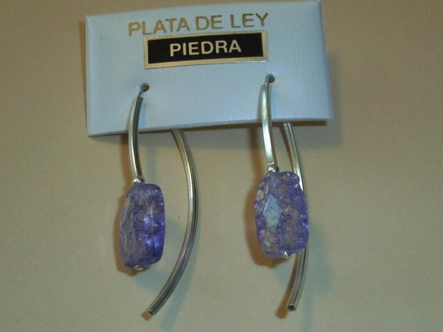Pendientes con cuarzo lila y Plata de ley