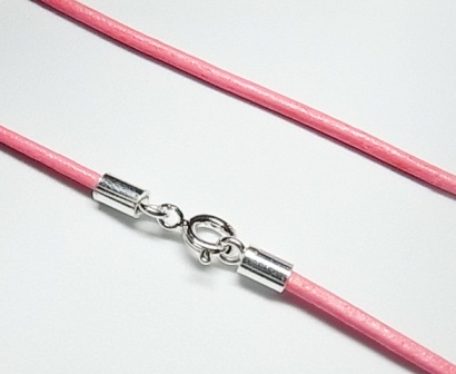 Cordon de Piel rosa claro y Plata de ley 40 Cm.