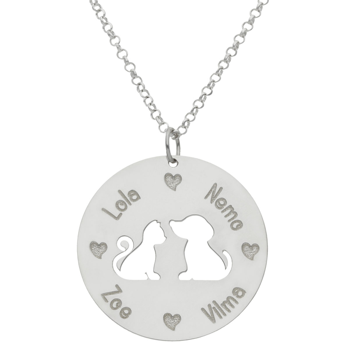 Gargantilla mascotas de Plata de ley personalizada con nombres