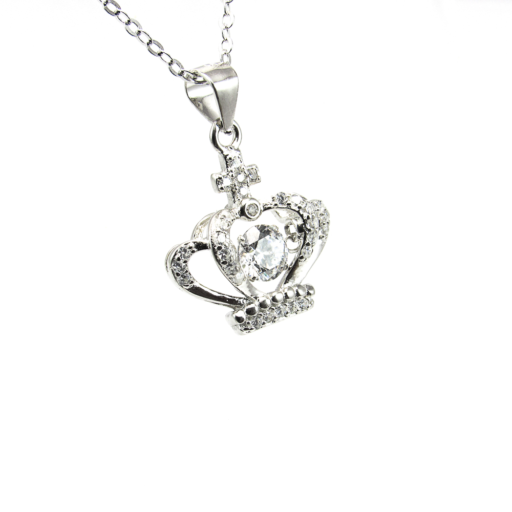 Collar corona de Plata rodiada y Circonitas dancing stone