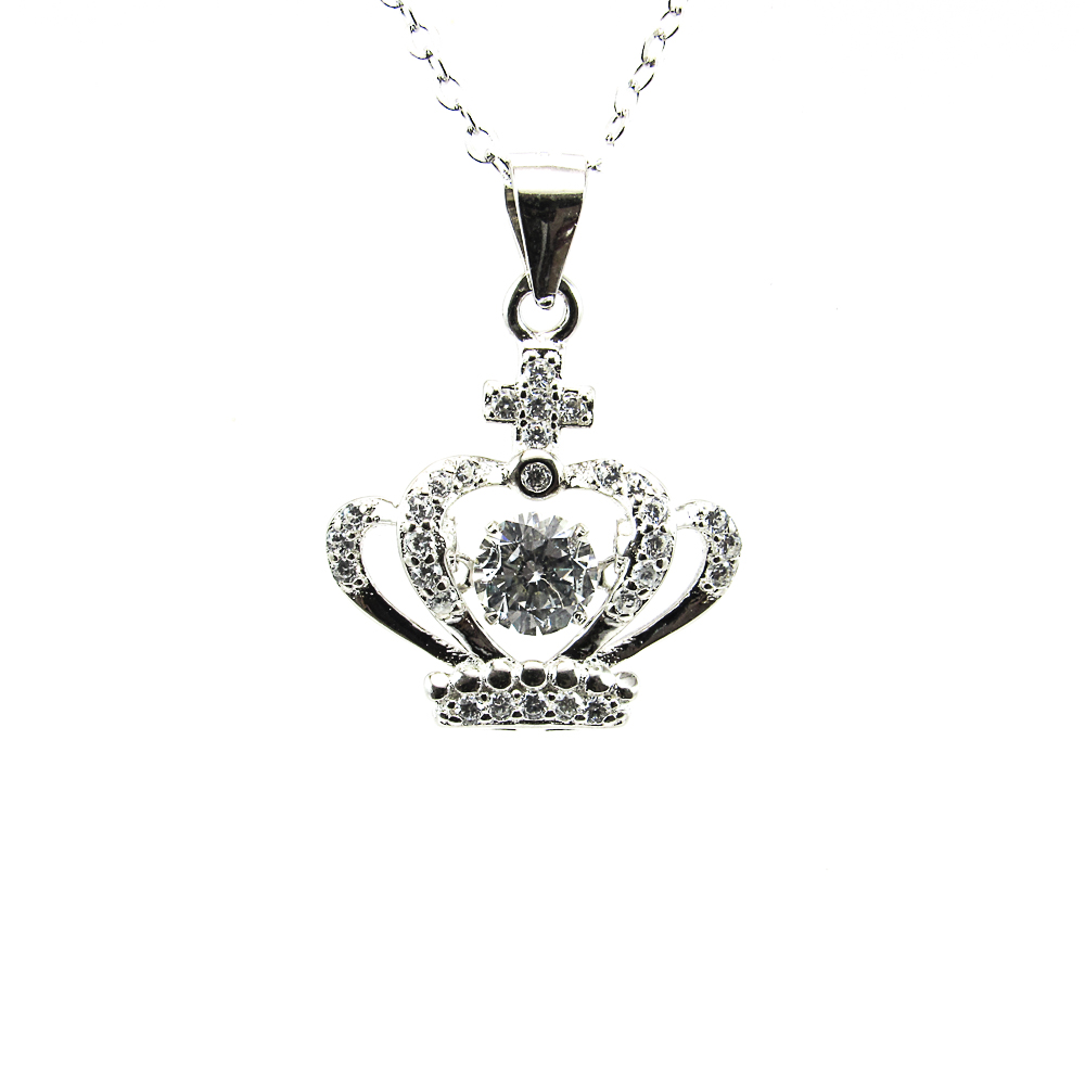 Collar corona de Plata rodiada y Circonitas dancing stone 1