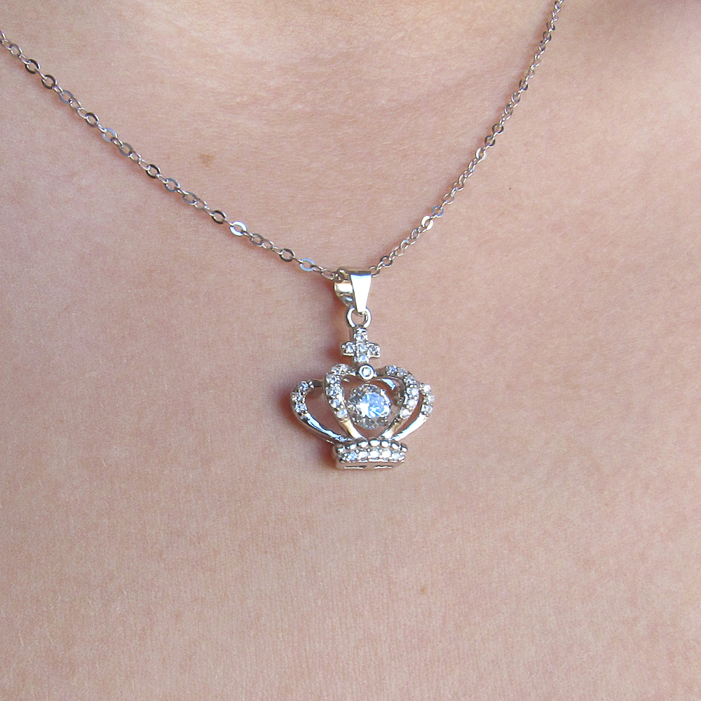 Collar corona de Plata rodiada y Circonitas dancing stone 2