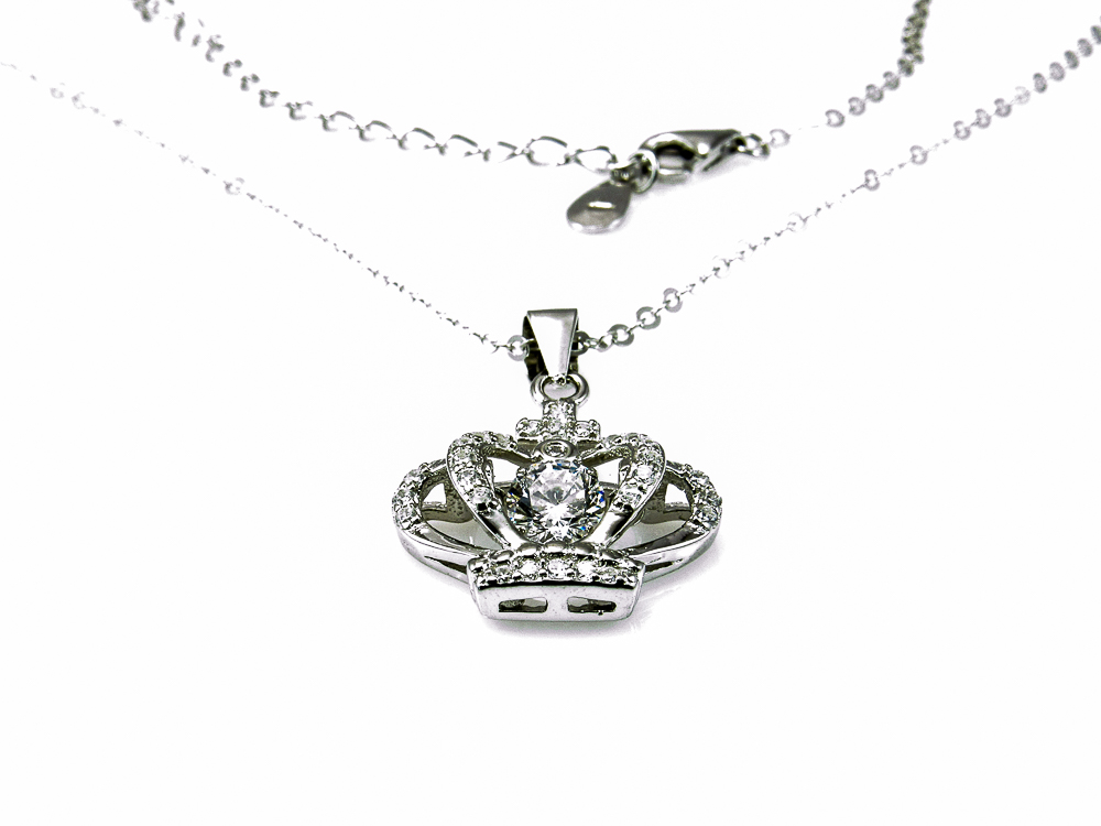 Collar corona de Plata rodiada y Circonitas dancing stone 3