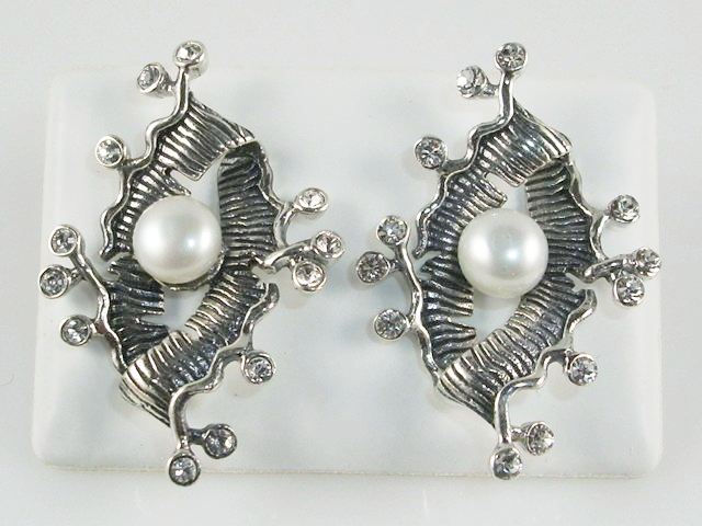 Pendientes de Plata envejecida con Perlas y Circonitas