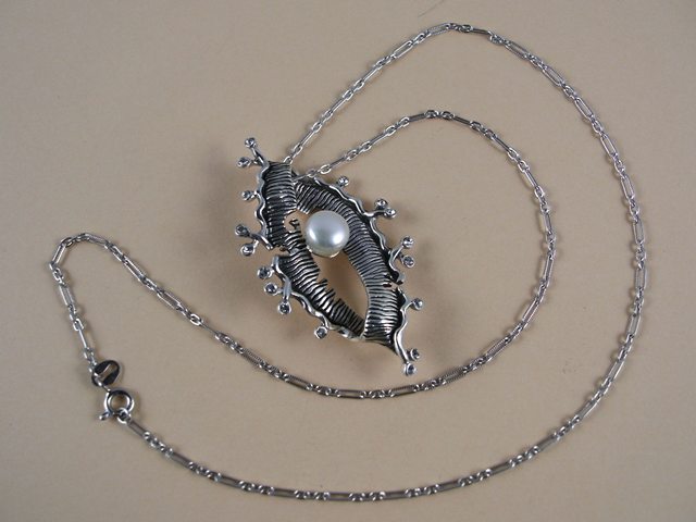 Gargantilla Plata vieja con Perla y Circonitas blancas 1