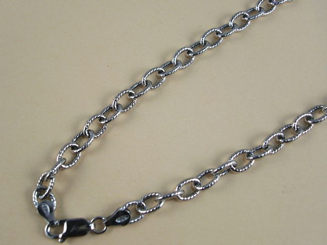 Cadena eslabones ovalados de Plata de ley rodiada