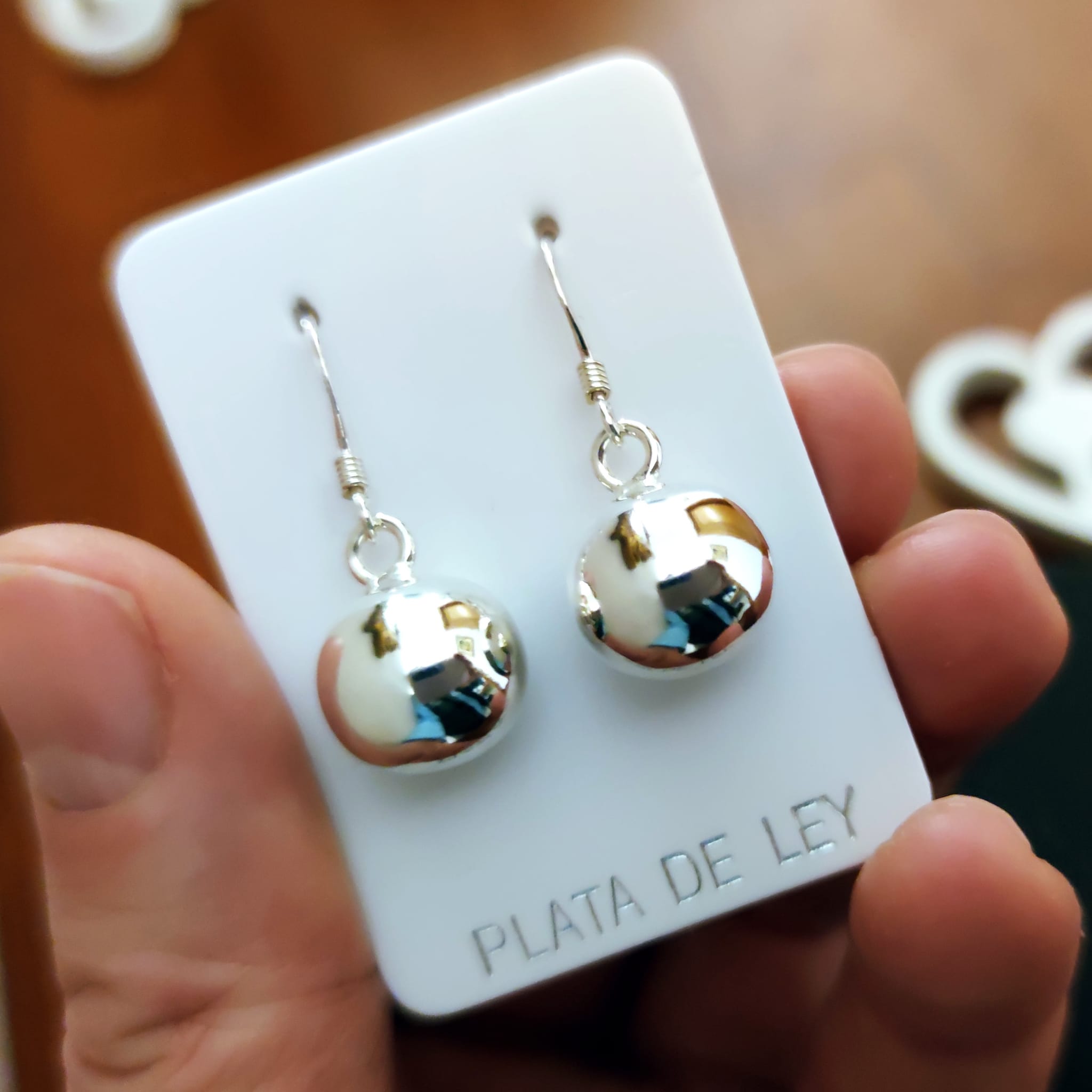 Pendientes de Plata Lisa Bola de 12 Mm. 3