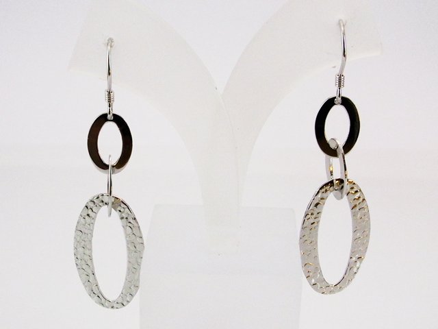 Pendientes de Plata de ley Rodiada tres Aros 1
