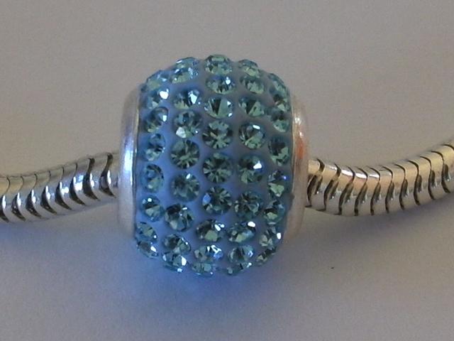 Abalorio de Plata   Cristal 5 Azul Aqua