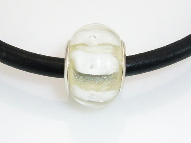 Abalorio transparente y blanco Murano Plata de ley