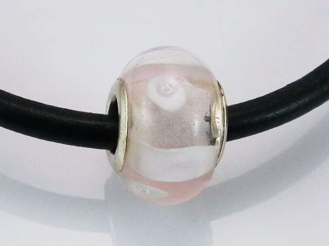 Abalorio de Plata y cristal Murano rosa claro