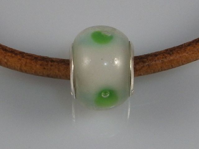 Pieza de Cristal de Murano blanco, verde y Plata de ley